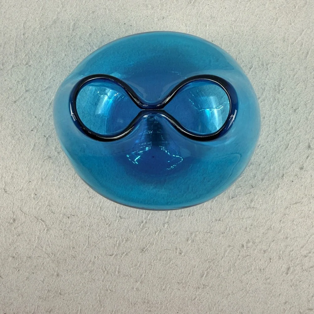 Blenko‎ 39 Turquoise Glass Pinched Ivy Vase